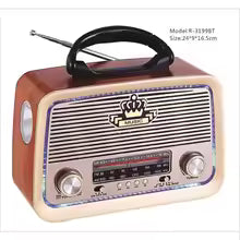 Rádio Retrô Bluetooth com Lanterna